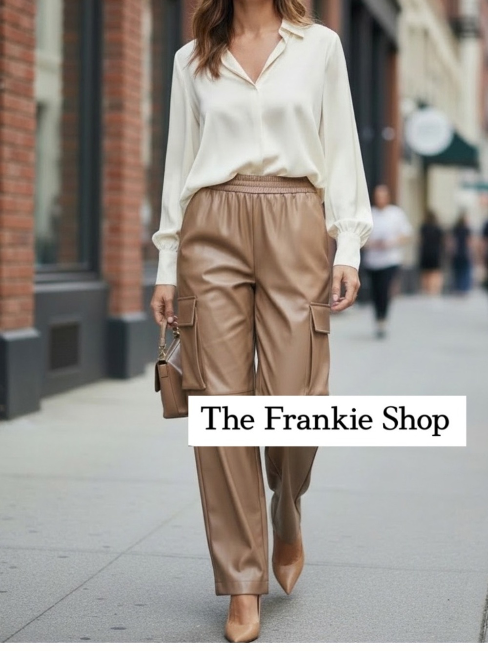 NEW The Frankie Shop Latte Evlvinne vegan pant, M/L GP1602
